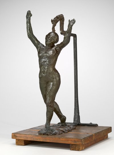 Danser beveger seg fremover, armene hevet, ca. 18851890. av Edgar Degas