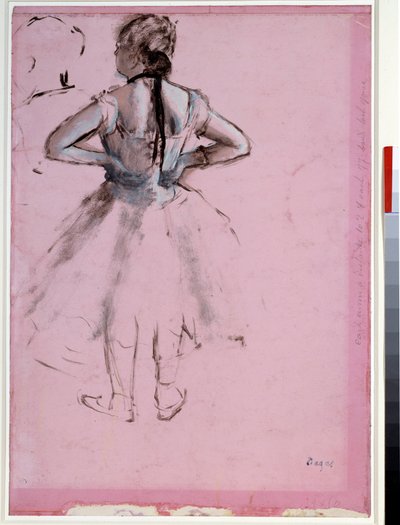 Danser fra ryggen, hendene på hoftene Essence på rosa papir av Edgar Degas (1834-1917) 1873 Dim. 0,39 x 0,27 cm Paris, Musée du Louvre av Edgar Degas