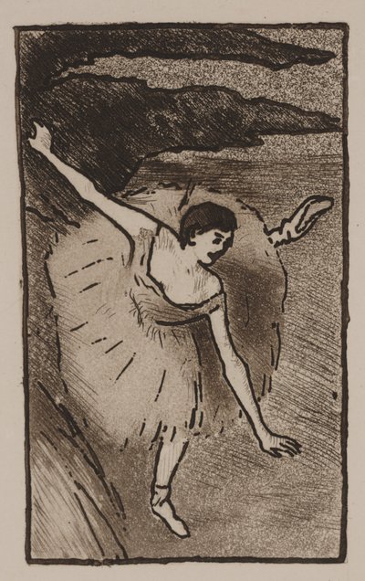 Danser på scenen, tar buen hennes av Edgar Degas