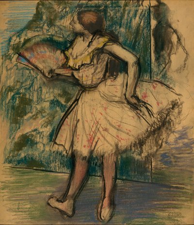 Danser med vifte, ca. 1890-95 (pastell og kull på brunfarget vevd kalkerpapir) av Edgar Degas