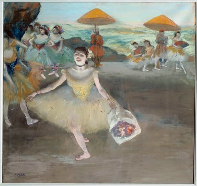 Danser med buketthilsen på scenen Maleri av Edgar Degas (1834-1917). 1878. Søn 0,72x0,77 m Musee d