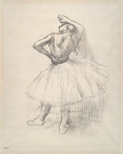 Danser stående, høyre arm hevet? (Stående danser, høyre arm hevet) av Edgar Degas