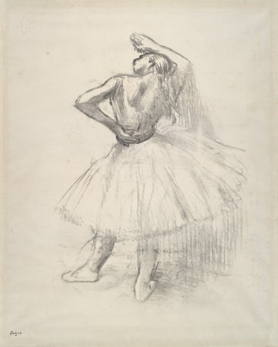 Stående danser, høyre arm hevet, ca. 1891 (motsikker på tegning på papir) av Edgar Degas