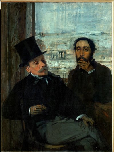 Edgar Degas og vennen hans Évariste de Valernes, fransk maler (olje på lerret) av Edgar Degas