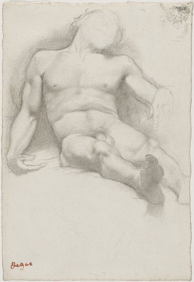 Studie - Liggende naken mann av Edgar Degas