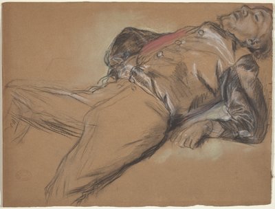 Fallen Jockey-studie for Scene from the Steeplechase: The Fallen Jockey, ca. 1866. av Edgar Degas