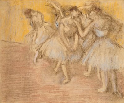Fem dansere på scenen, ca. 1906-08 av Edgar Degas