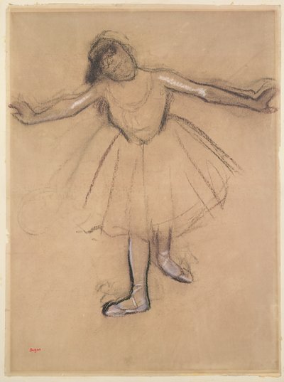 Front-view av Dancer, ca. 1877 (kull og pastell på papir) av Edgar Degas