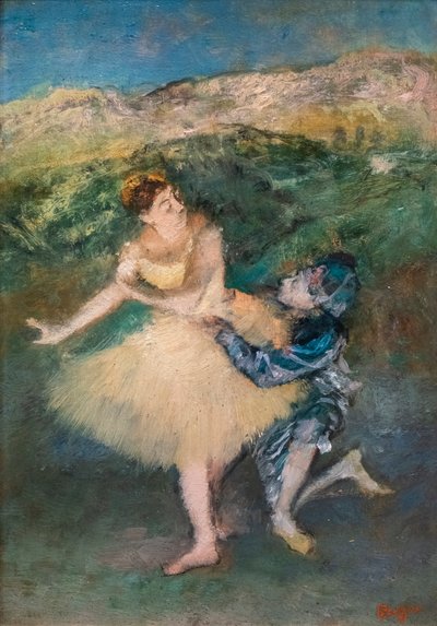 Harlekin og Colombine. Omkring 1895. Olje på tre. av Edgar Degas