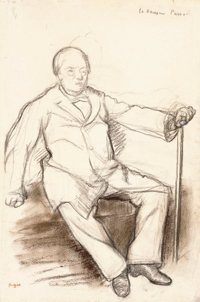 Jules Perrot, studie for Danseren Perrot, sittende, ca. 1880 av Edgar Degas