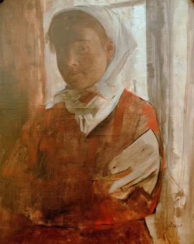Ung kvinne med et hvitt hodeskjerf av Edgar Degas