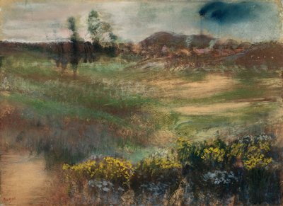 Landskap med skorsteiner av Edgar Degas
