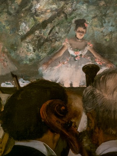 Les Musiciens (detalj). 1872-1873, gjenopptatt rundt 1874-1876. Olje på lerret. av Edgar Degas