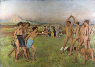 Små spartanske jenter som provoserer gutter. Rundt 1860-1862, Olje på lerret av Edgar Degas