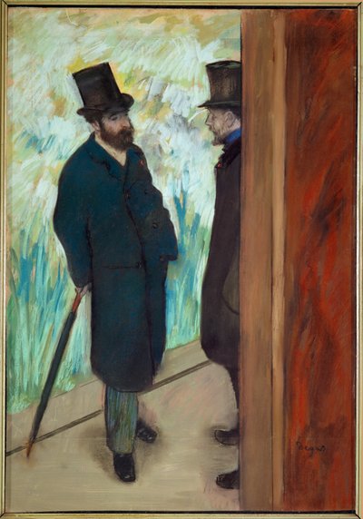 Ludovic Halevy og Albert Boulanger-Cavé i operaens kulisser av Edgar Degas