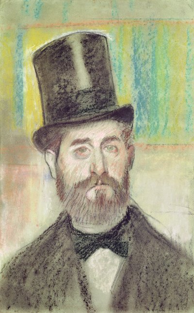 Mann i en operahatt (pastell på papir) av Edgar Degas