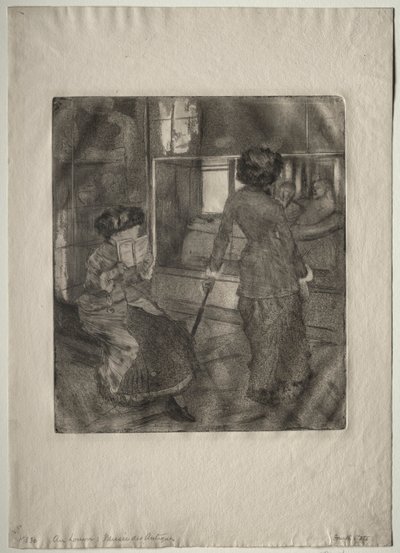 Mary Cassatt ved Louvre: Det etruskiske galleriet, 1879-1880. av Edgar Degas