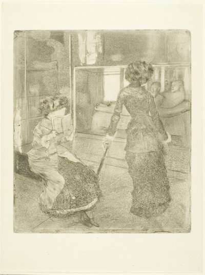 Mary Cassatt ved Louvre: Det etruskiske galleriet, 1879?-80 av Edgar Degas
