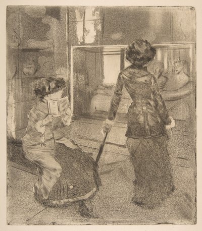 Mary Cassatt ved Louvre: Det etruskiske galleriet, 1879-80. av Edgar Degas