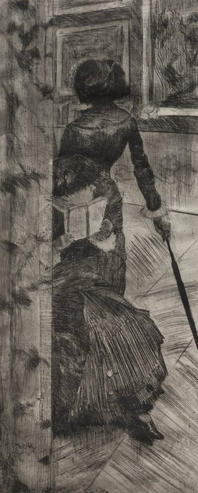 Mary Cassatt ved Louvre: The Paintings Gallery, 1879-1880. av Edgar Degas