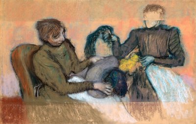Milliner møblerer en hatt, 1898 av Edgar Degas