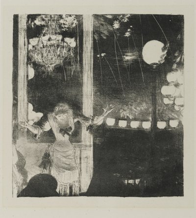 Mlle Becat på Cafe des Ambassadeurs, 1877-78 (lito på vevd papir) av Edgar Degas