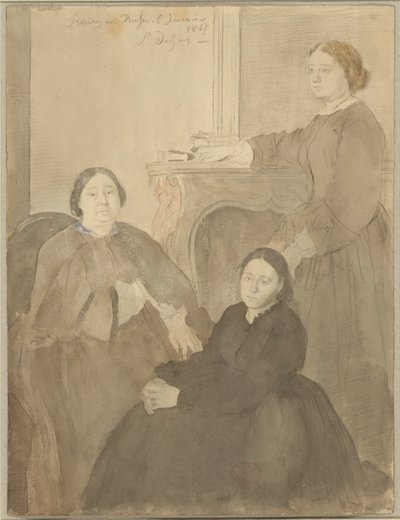 Fru Michel Musson og hennes døtre, Estelle og Désirée av Edgar Degas
