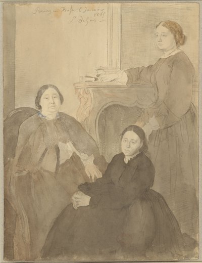 Fru Michel Musson og hennes døtre, Estelle og Désirée av Edgar Degas