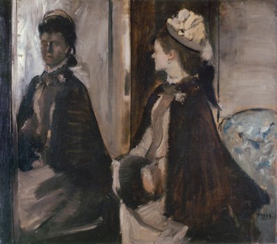 Mrs Jeantaud in the Mirror, ca. 1875 av Edgar Degas