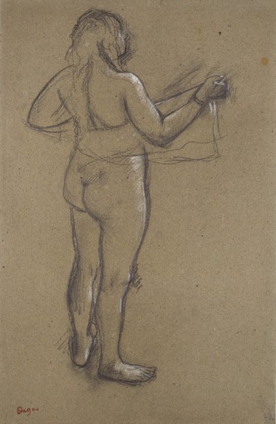 Naken kvinne som tørker seg av Edgar Degas