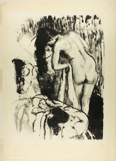 Naken kvinne står og tørker seg av Edgar Degas