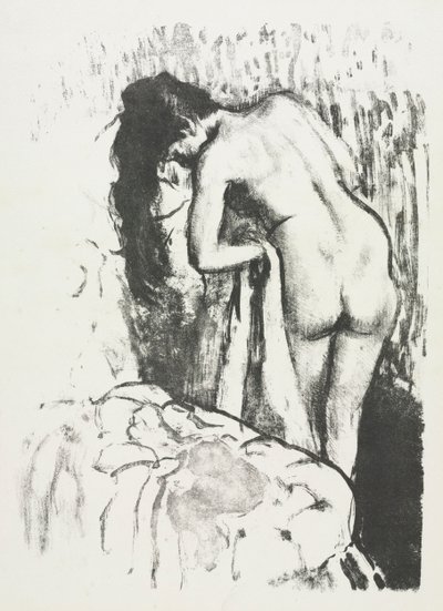 Naken kvinne som står og tørker seg, 1891-1892. av Edgar Degas
