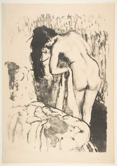 Naken kvinne stående, tørker seg, 1891-92. av Edgar Degas
