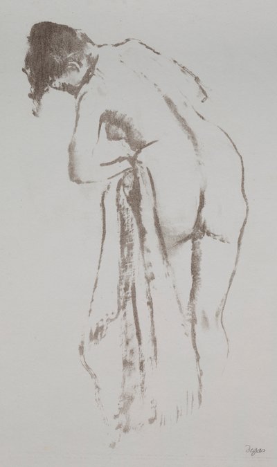 Naken kvinne med håndkle, stående, 1891-92. av Edgar Degas