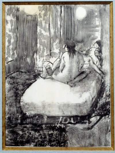 På sengen Monotype i svart blekk på kinesisk papir av Edgar Degas av Edgar Degas