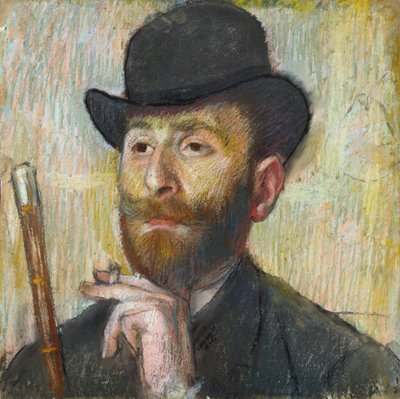 ""Portrett av den franske maleren Zakar Zakarian"" (Portrett av maleren Zakar Zakarian (1849-1923)) Pastellmaleri av Edgar Degas (1834-1917), ca 1885 Dim 39,7x39,7 cm Privat samling av Edgar Degas