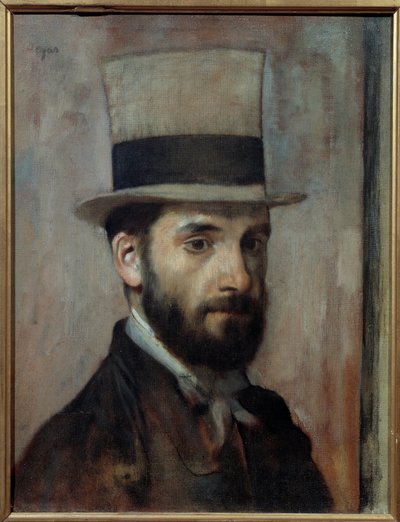 Portrett av Leon Joseph Florentin Bonnat (1833-1922) Maleren bærer en topphatt. Maleri av Edgar Degas (1834-1917) 1863 Søn. 0,43x0,36 m Bayonne, Musee Bonnat - Portrett av Leon Joseph Florentin Bonnat (1833-1922). Kunstneren bærer en topphatt. Maleri b av Edgar Degas