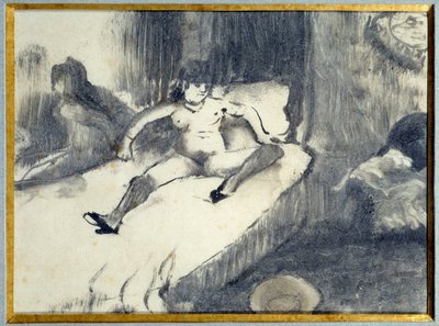 Hvil på sengen En prostituert hviler på sengen sin på et bordell. Maleri av Edgar Degas av Edgar Degas