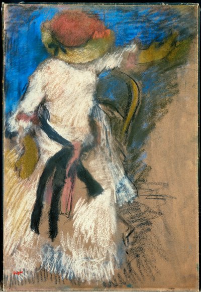 Sittende kvinne (pastell på tre) av Edgar Degas