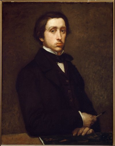Selvportrett eller Degas med kullholder (olje på papir montert på lerret av Edgar Degas