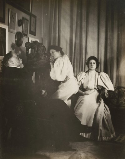 [Selvportrett med Christine og Yvonne Lerolle], trolig 1895-96. av Edgar Degas
