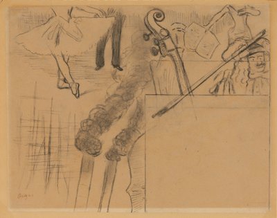 Studie for programmet for Galerie Ponsin Soiree Artistique, 15. mai 1884 av Edgar Degas