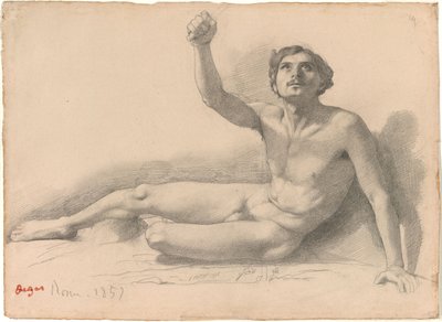 Studie av en mannlig naken av Edgar Degas