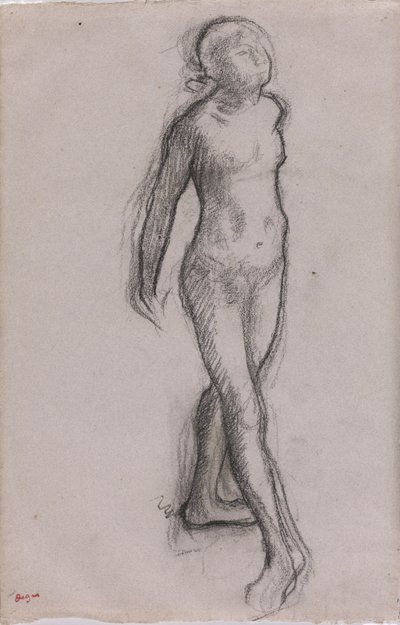Studie av en nakendanser, ca. 1878-79 (kull og svart tusj på papir) av Edgar Degas