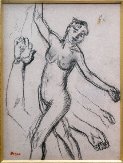 Studie av en kvinne. 1878, kull på papir. av Edgar Degas