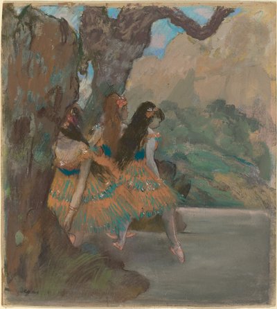The Ballet Dancers, ca. 1877 (pastell og gouache over monotypi) av Edgar Degas