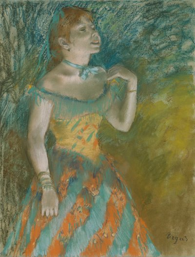 The Singer in Green, ca. 1884 (pastell på lyseblått papir) av Edgar Degas