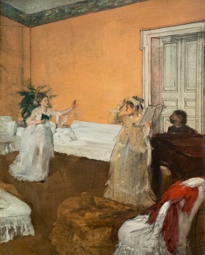 Sangrepetisjonen. Omkring 1869. Olje på lerret. av Edgar Degas