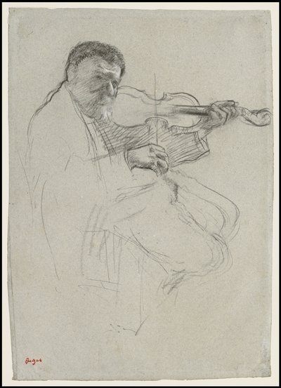 Fiolinisten, Studie for "The Rehearsal", ca.1879 av Edgar Degas