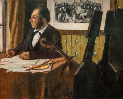 Cellisten Louis-Marie Pilet. Rundt 1868-1869. Olje på lerret. av Edgar Degas